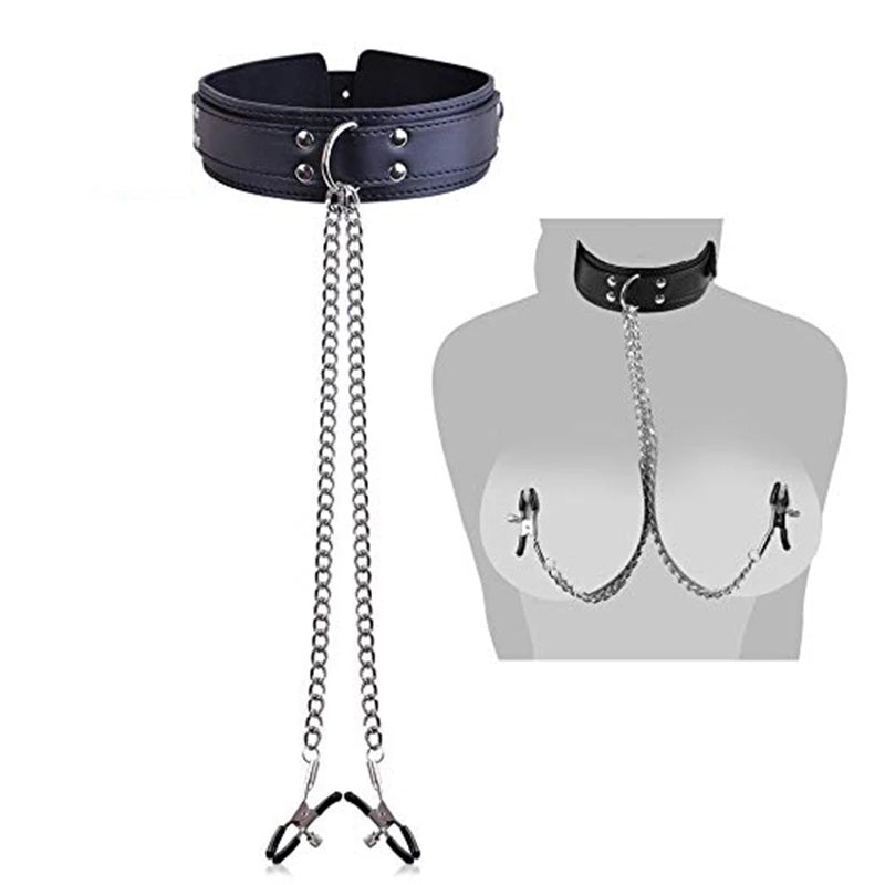 BDSM Leather Choker Set