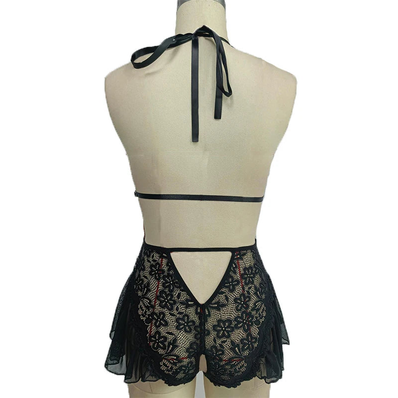 Crotchless Lace Lingerie Set