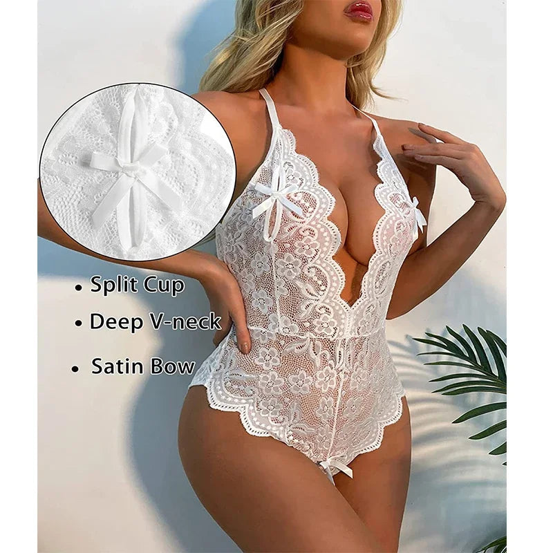 Crotchless Lace Lingerie Set