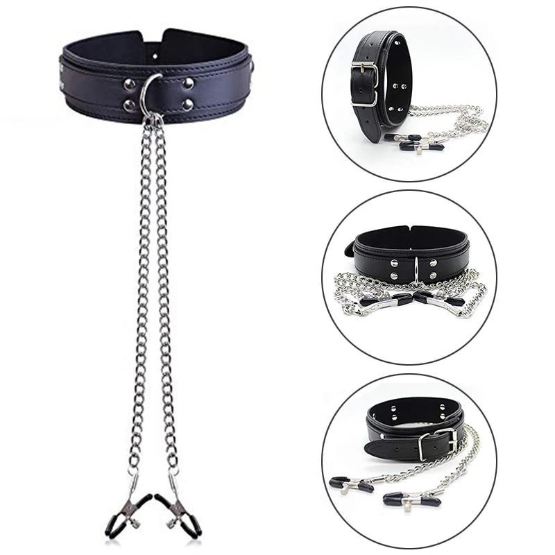 BDSM Leather Choker Set