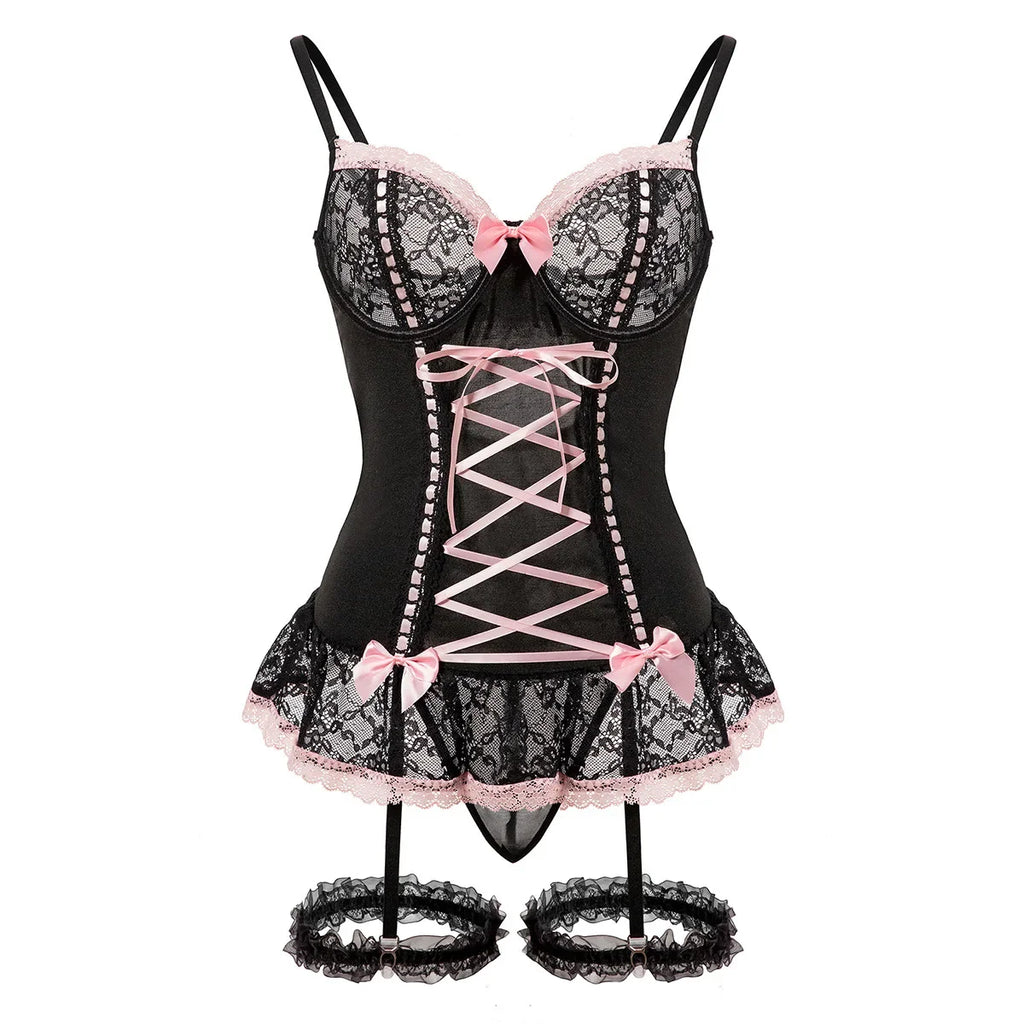 See-Through Mesh Lingerie Set