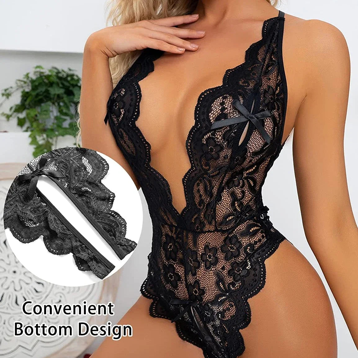 Crotchless Lace Lingerie Set