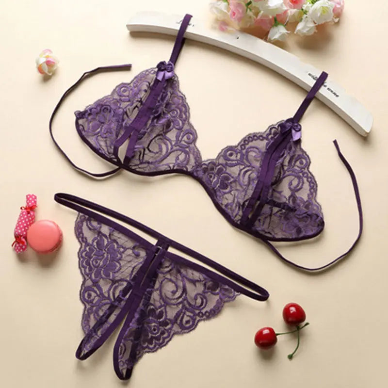 Crotchless Lace Lingerie Set