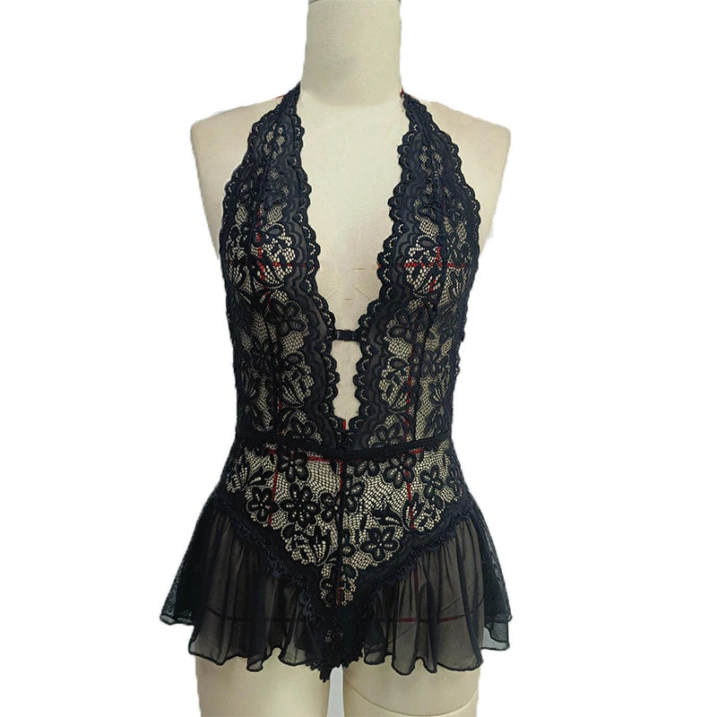 Crotchless Lace Lingerie Set