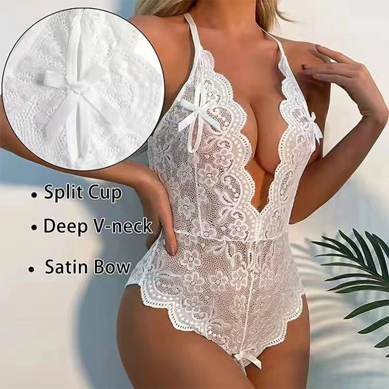 Crotchless Lace Lingerie Set